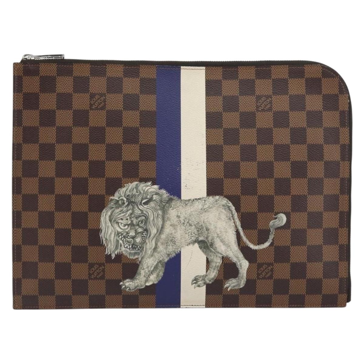 LOUIS VUITTON Damier Savannah Pochette Jules GM Clutch Bag N63345 LV Auth ti3498