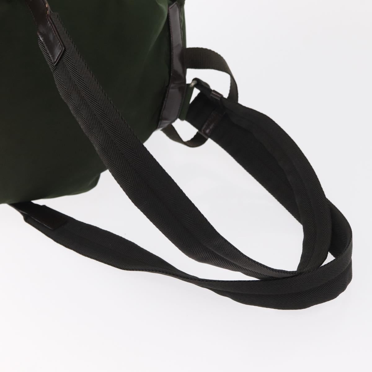 PRADA Backpack Nylon Khaki Silver Auth ti3500