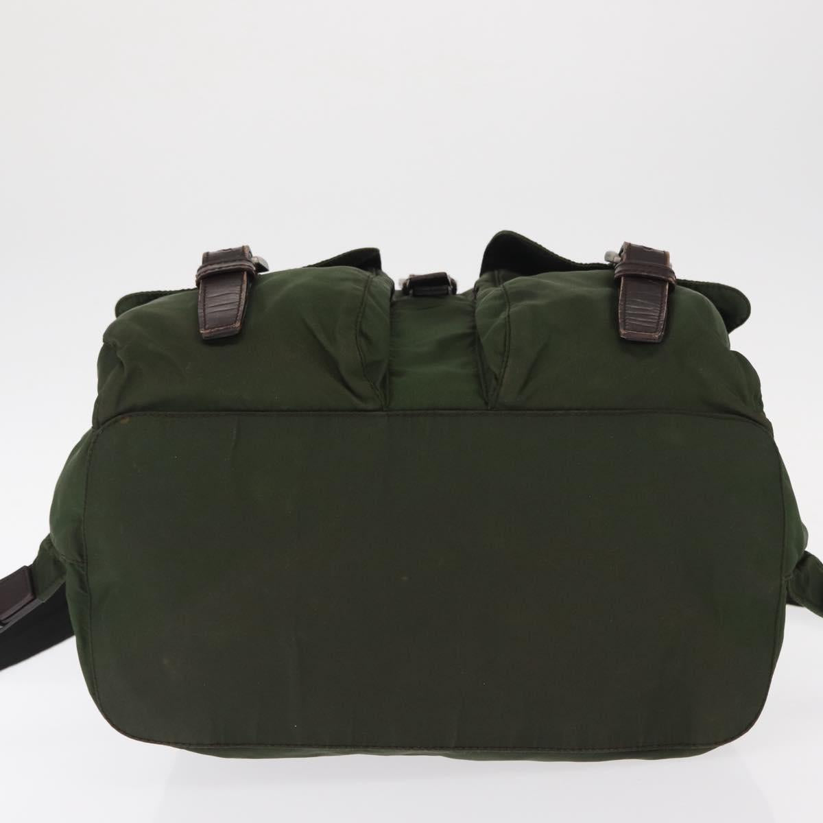 PRADA Backpack Nylon Khaki Silver Auth ti3500