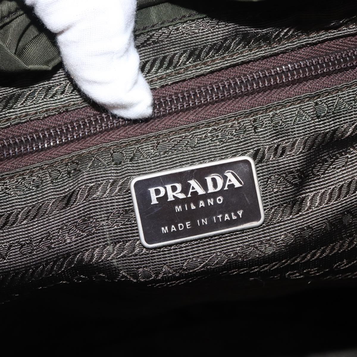 PRADA Backpack Nylon Khaki Silver Auth ti3500