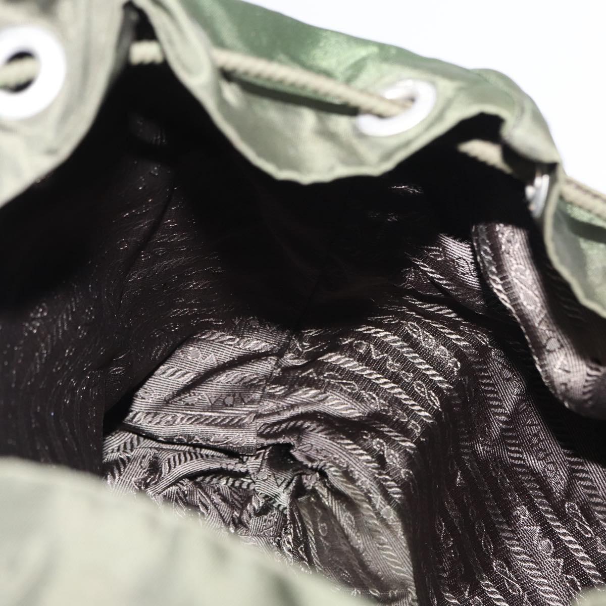 PRADA Backpack Nylon Khaki Silver Auth ti3500