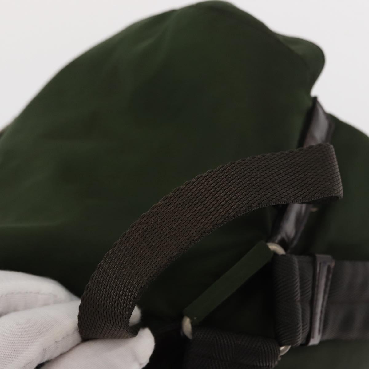 PRADA Backpack Nylon Khaki Silver Auth ti3500