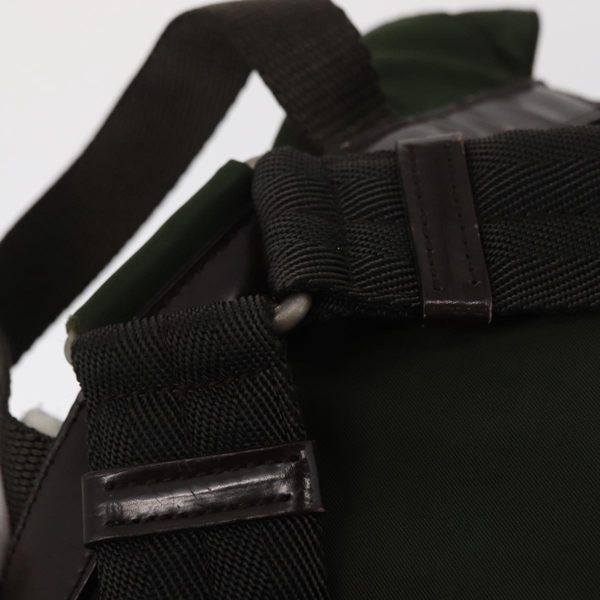 PRADA Backpack Nylon Khaki Silver Auth ti3500