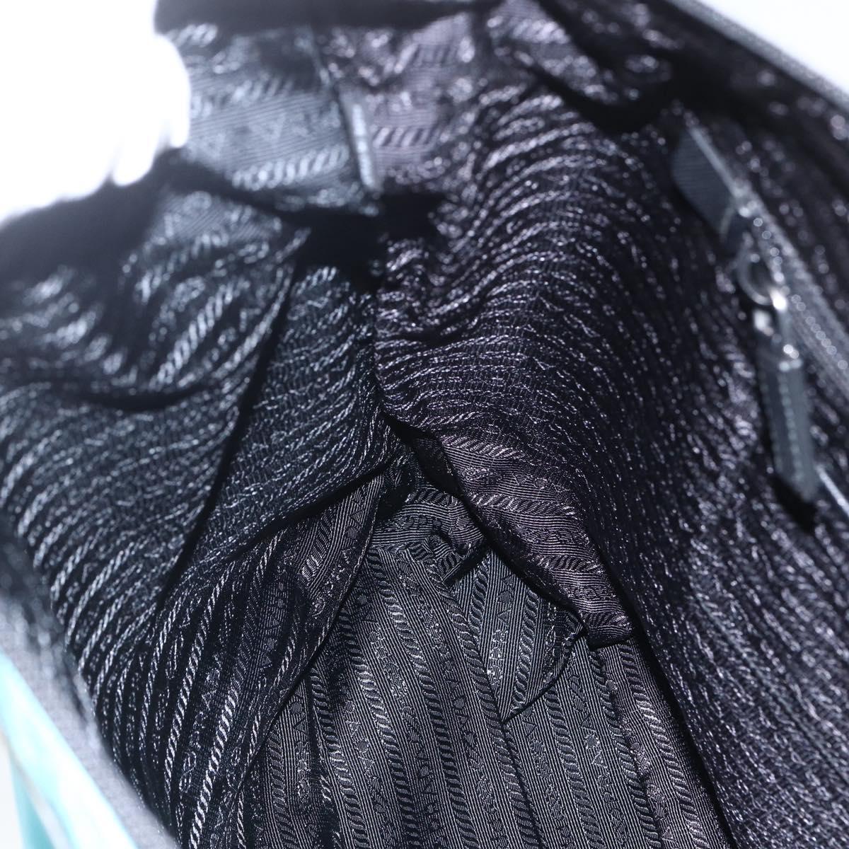 PRADA Tote Bag Nylon 2way Turquoise Blue Silver Auth ti3503