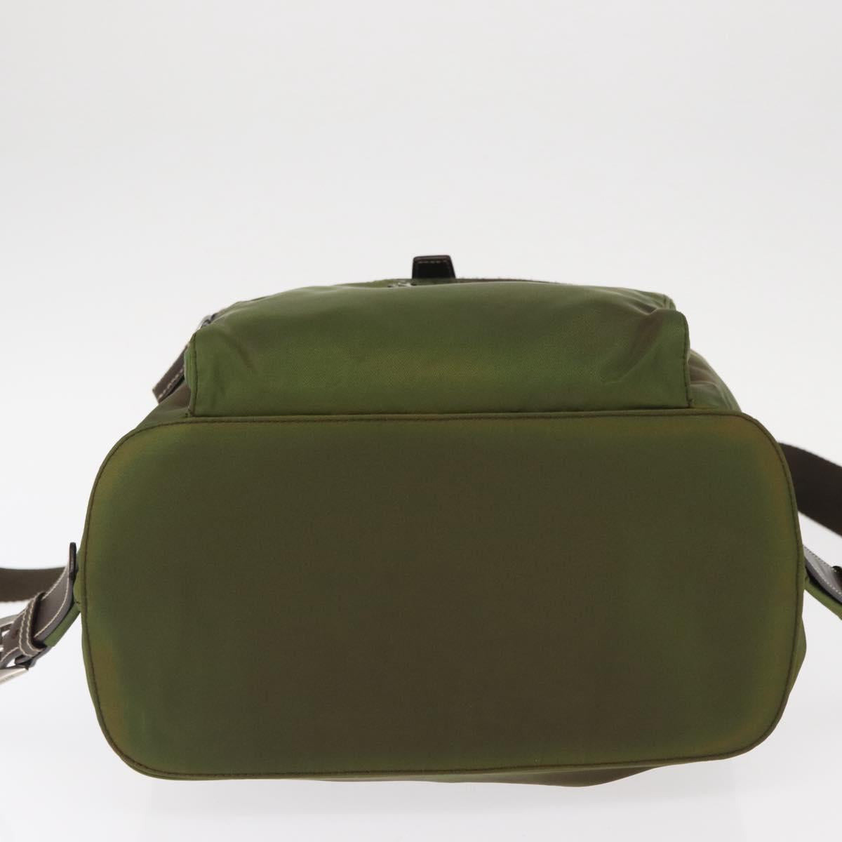PRADA Backpack Nylon Khaki Silver Auth ti3504