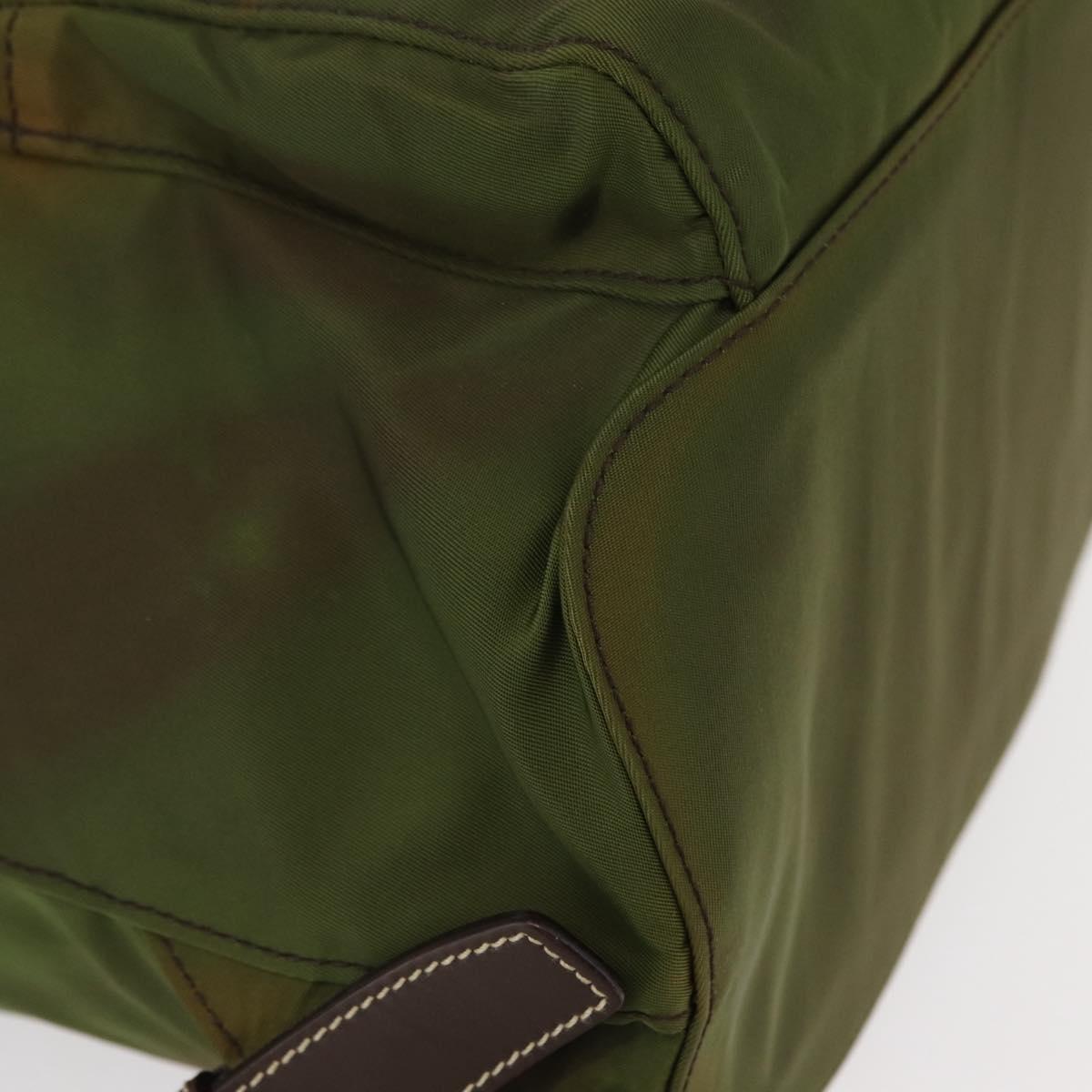 PRADA Backpack Nylon Khaki Silver Auth ti3504