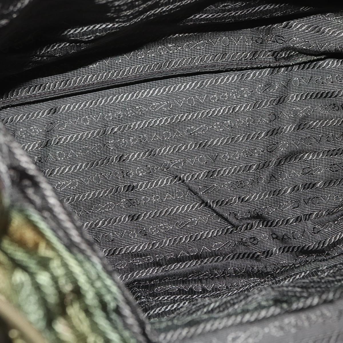 PRADA Backpack Nylon Khaki Silver Auth ti3504