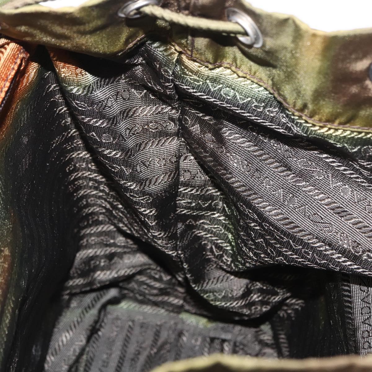 PRADA Backpack Nylon Khaki Silver Auth ti3504