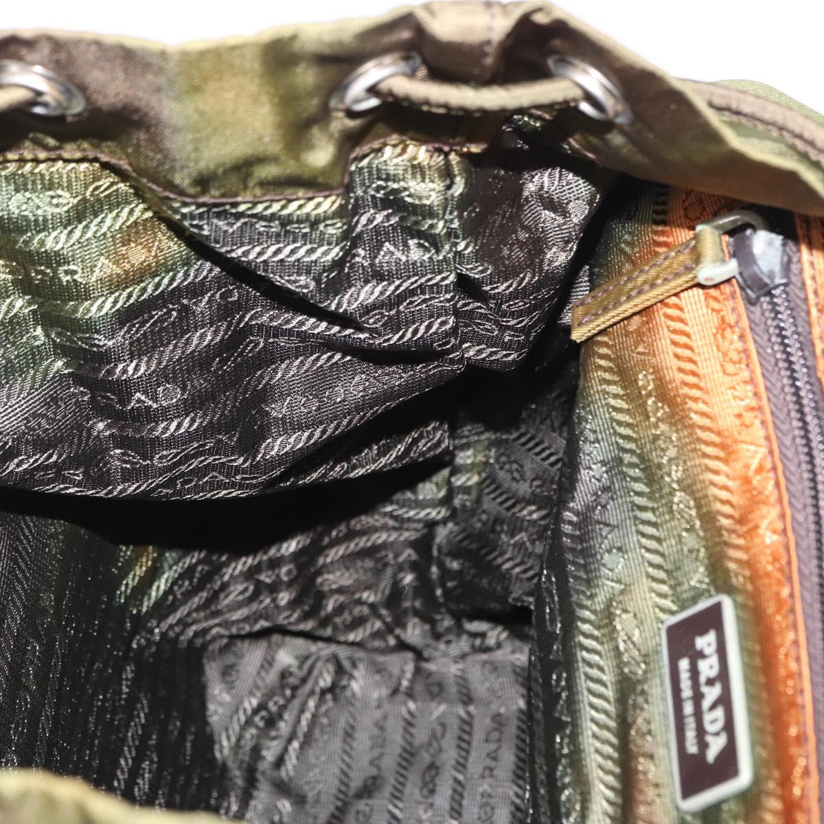 PRADA Backpack Nylon Khaki Silver Auth ti3504