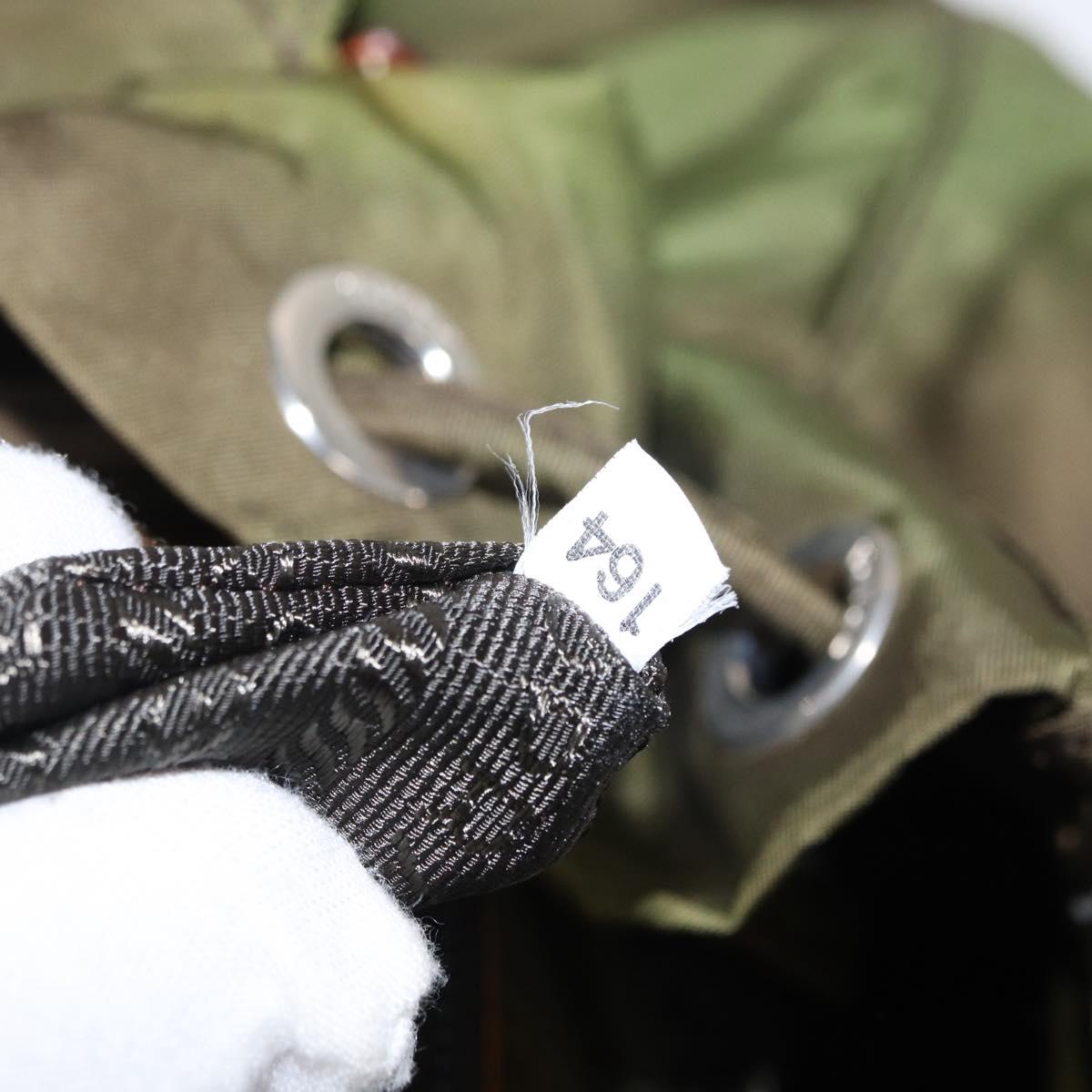 PRADA Backpack Nylon Khaki Silver Auth ti3504