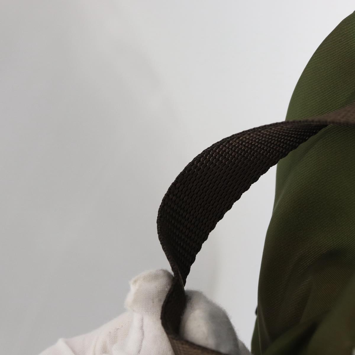 PRADA Backpack Nylon Khaki Silver Auth ti3504