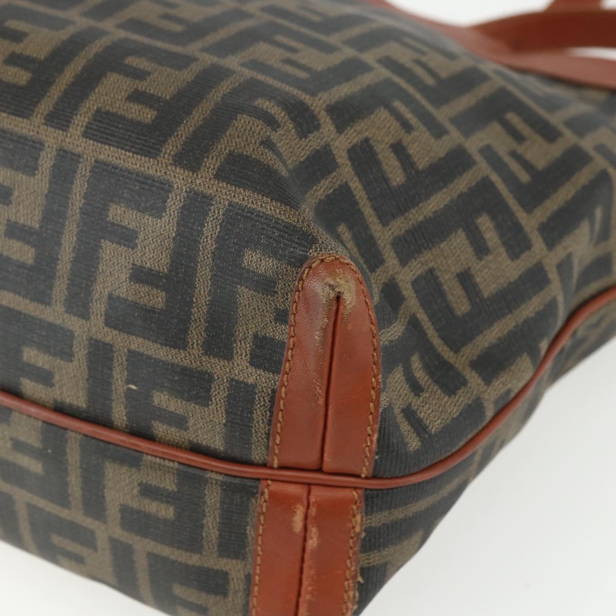 FENDI Zucca Canvas Tote Bag PVC Black Brown Auth ti3505