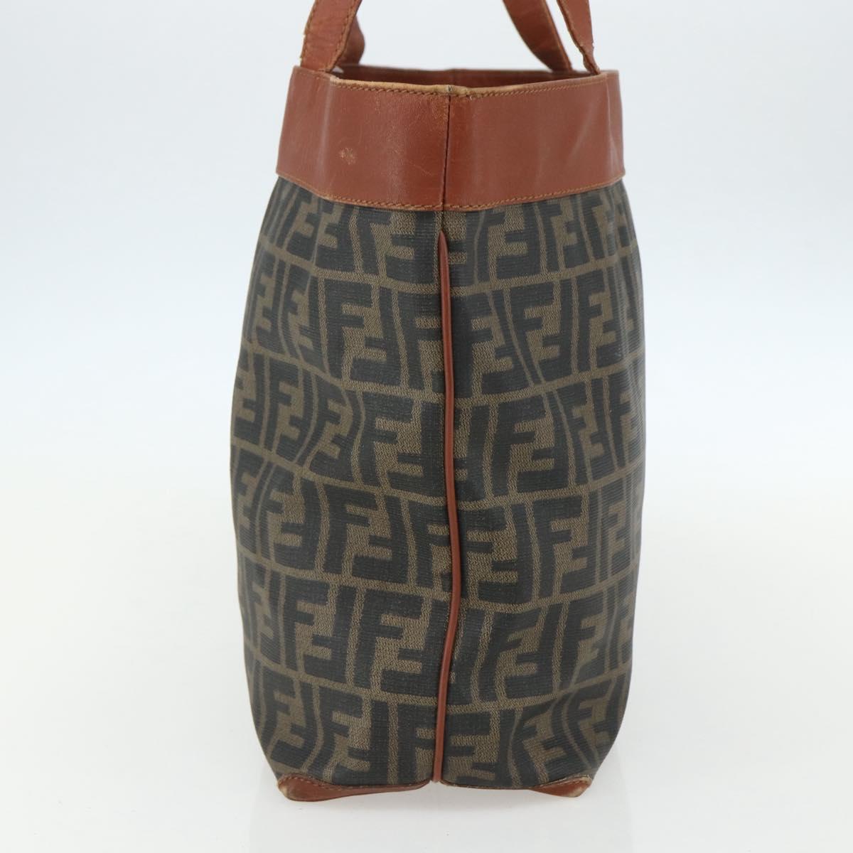 FENDI Zucca Canvas Tote Bag PVC Black Brown Auth ti3505