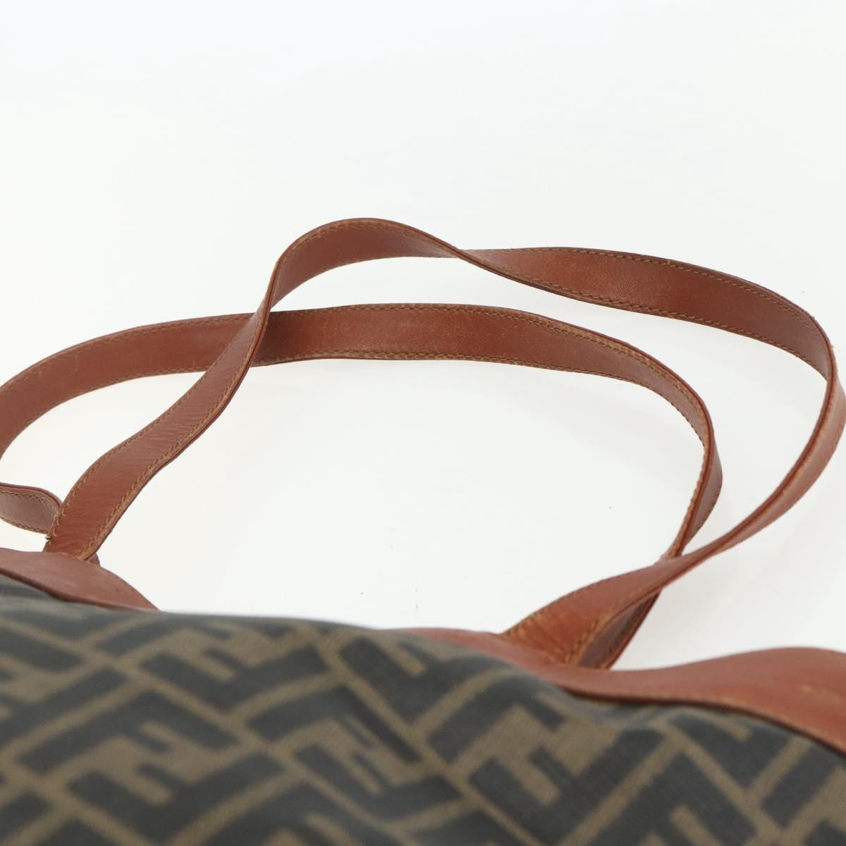 FENDI Zucca Canvas Tote Bag PVC Black Brown Auth ti3505