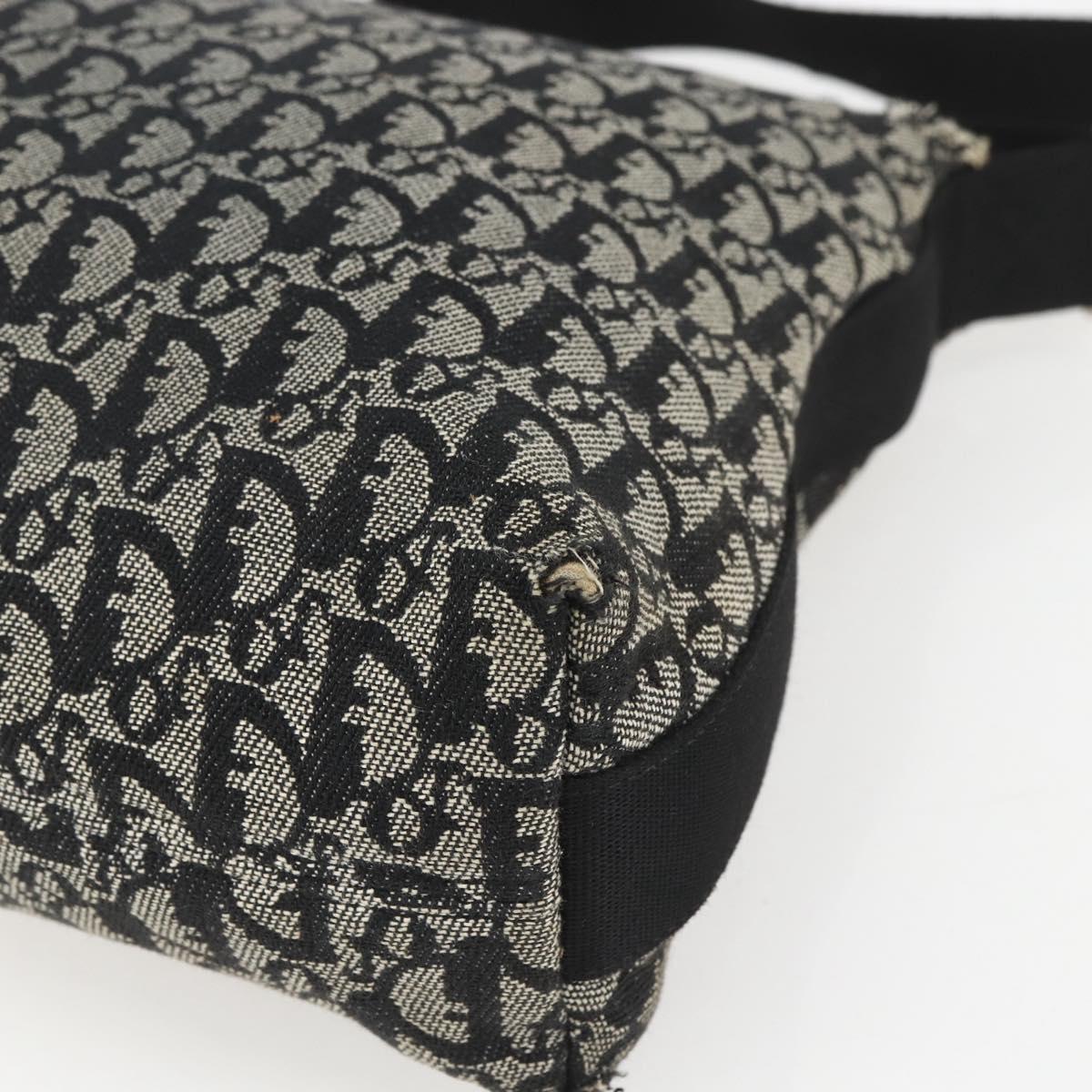 Christian Dior Trotter Canvas Shoulder Bag Black Silver Auth ti3506