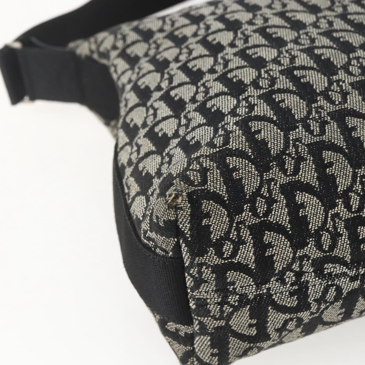 Christian Dior Trotter Canvas Shoulder Bag Black Silver Auth ti3506