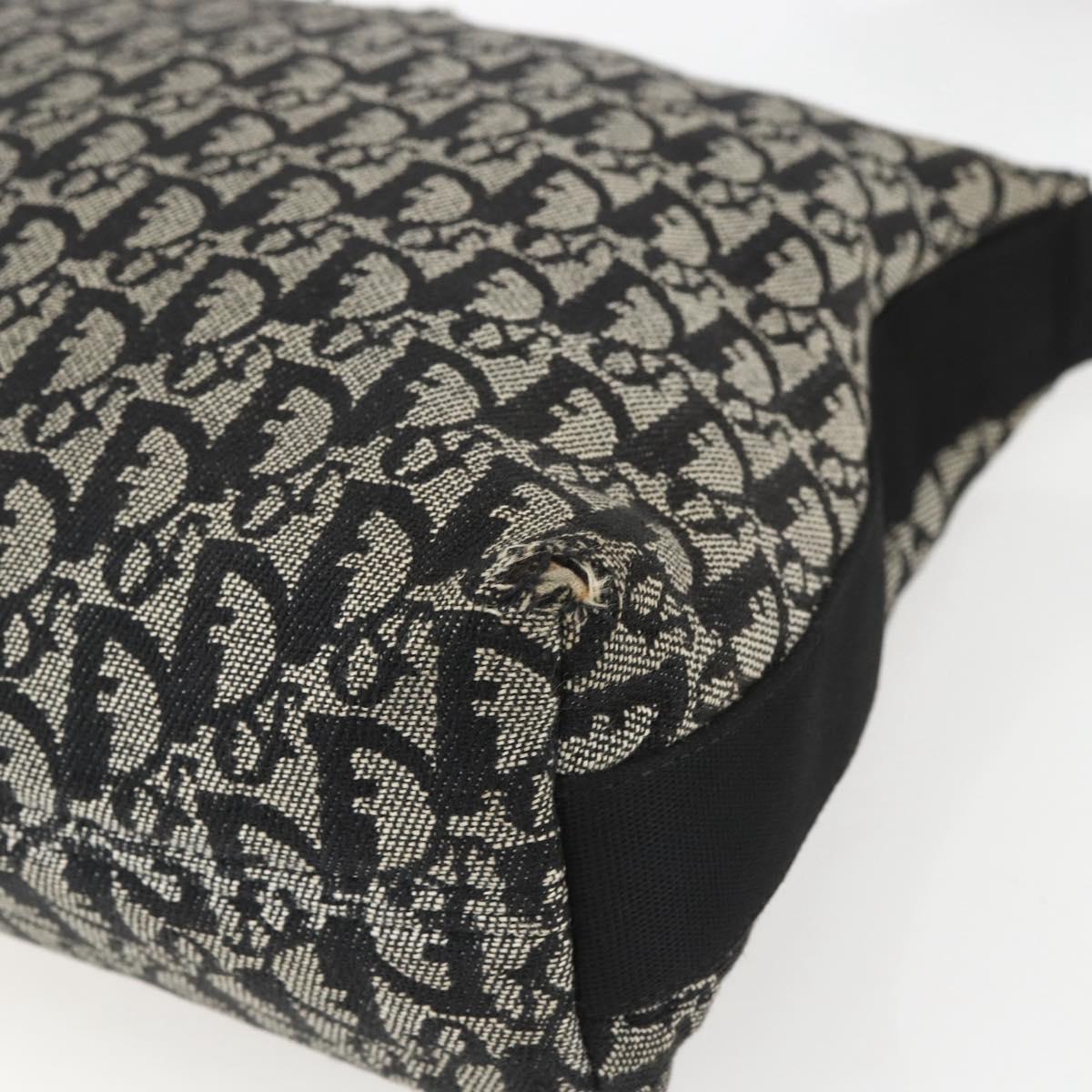 Christian Dior Trotter Canvas Shoulder Bag Black Silver Auth ti3506