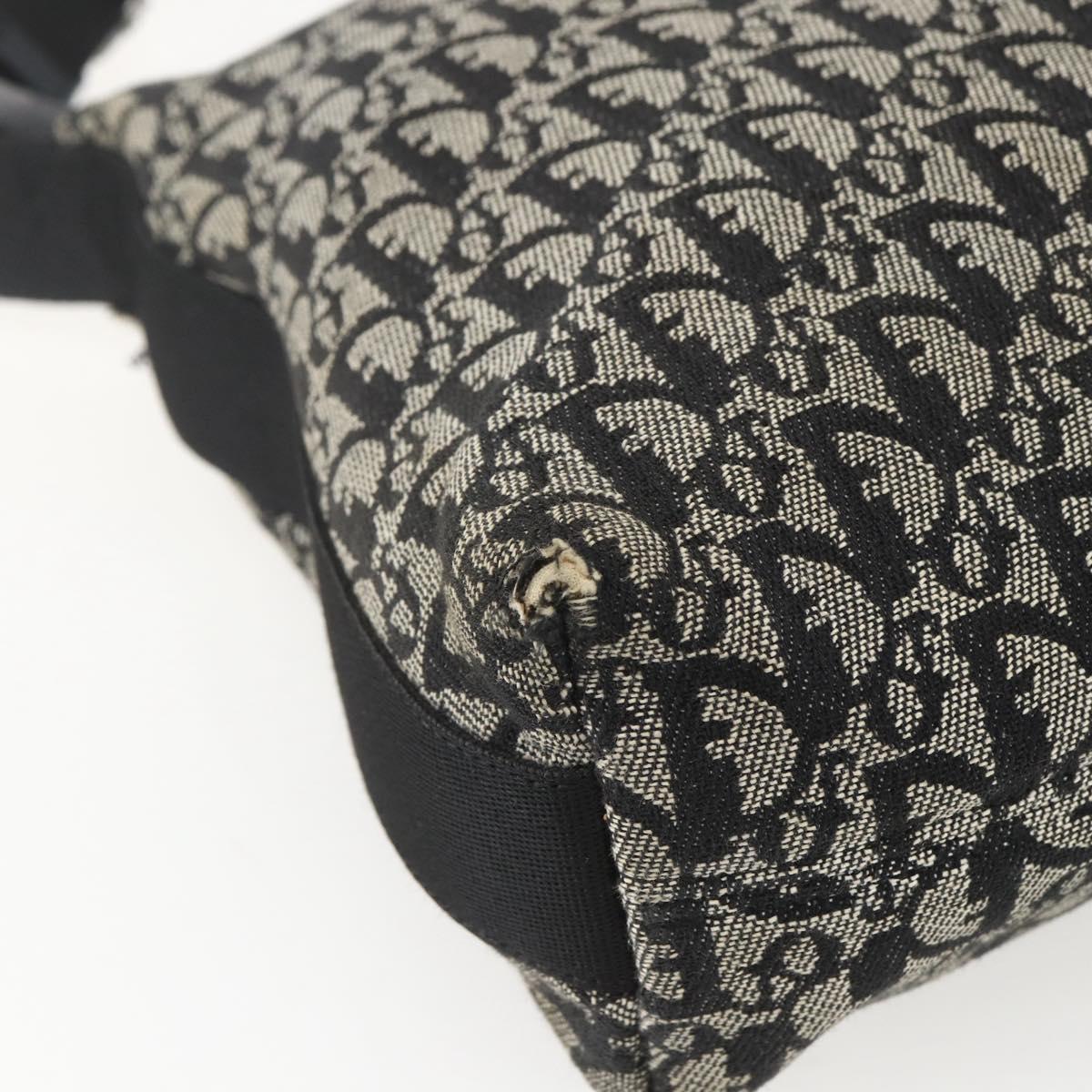 Christian Dior Trotter Canvas Shoulder Bag Black Silver Auth ti3506