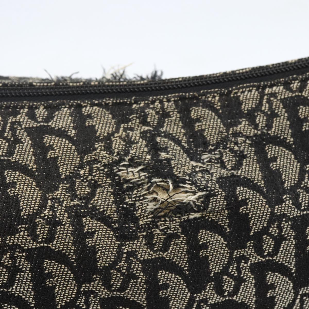 Christian Dior Trotter Canvas Shoulder Bag Black Silver Auth ti3506