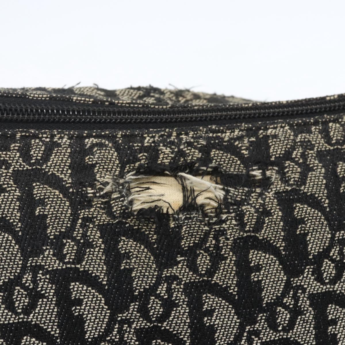 Christian Dior Trotter Canvas Shoulder Bag Black Silver Auth ti3506