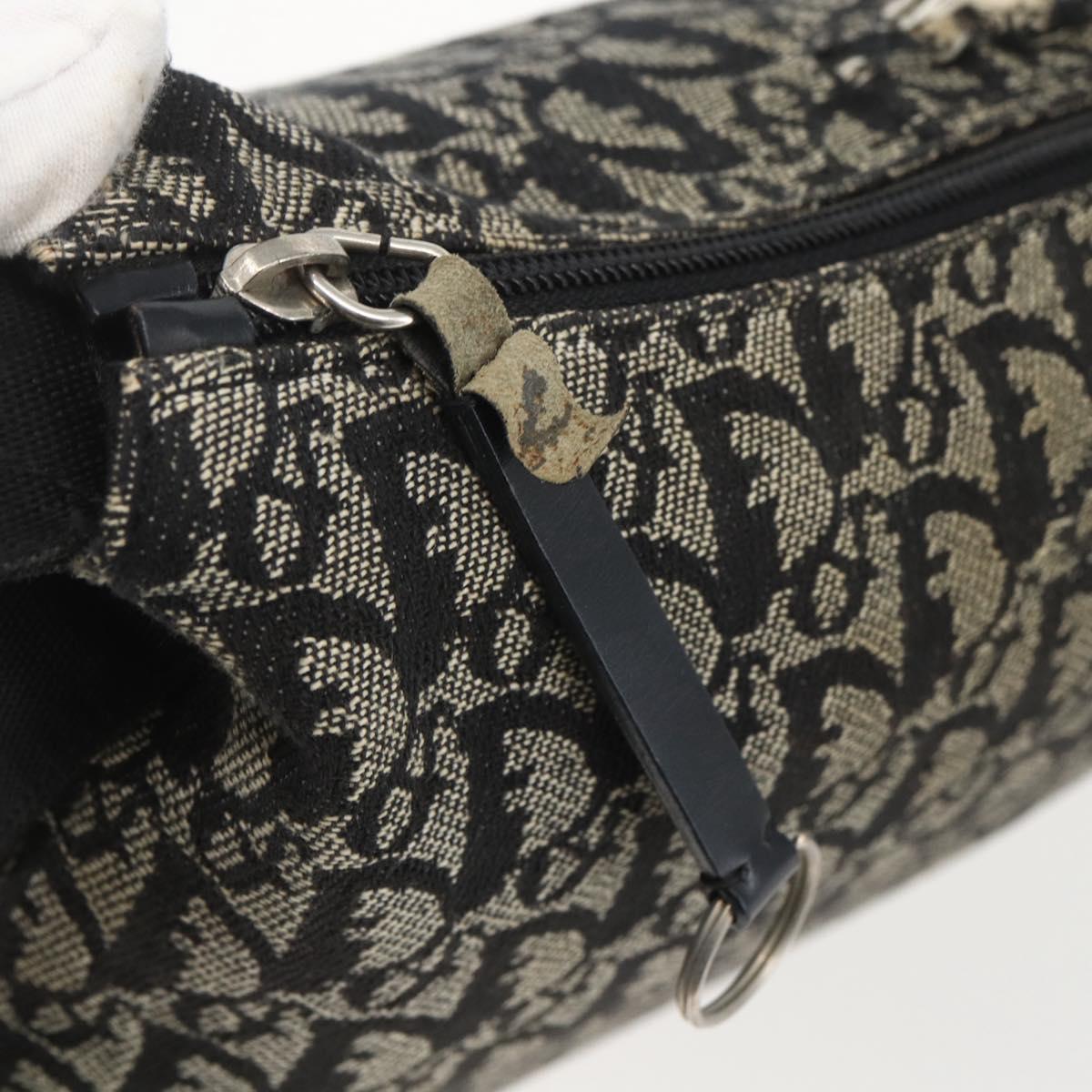 Christian Dior Trotter Canvas Shoulder Bag Black Silver Auth ti3506