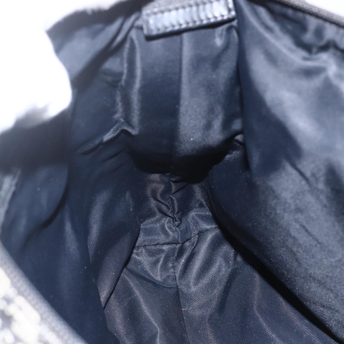 Christian Dior Trotter Canvas Shoulder Bag Black Silver Auth ti3506