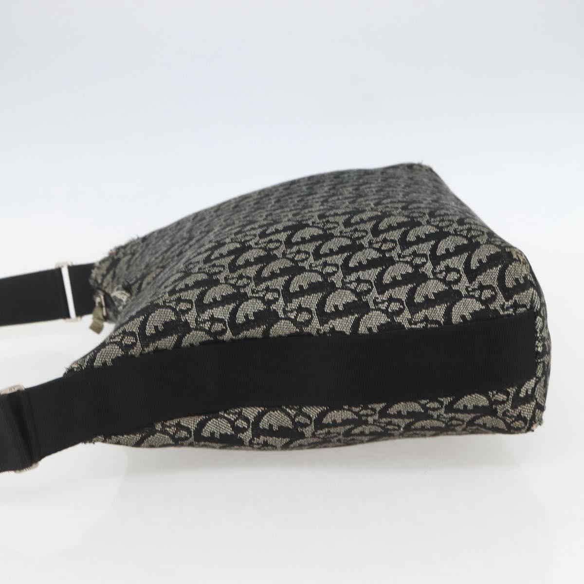 Christian Dior Trotter Canvas Shoulder Bag Black Silver Auth ti3506