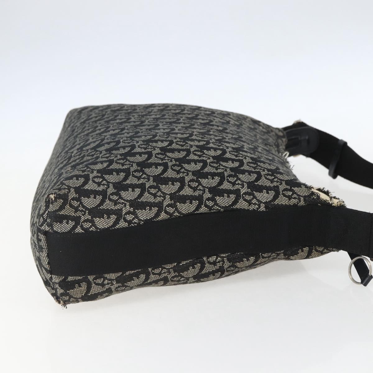 Christian Dior Trotter Canvas Shoulder Bag Black Silver Auth ti3506