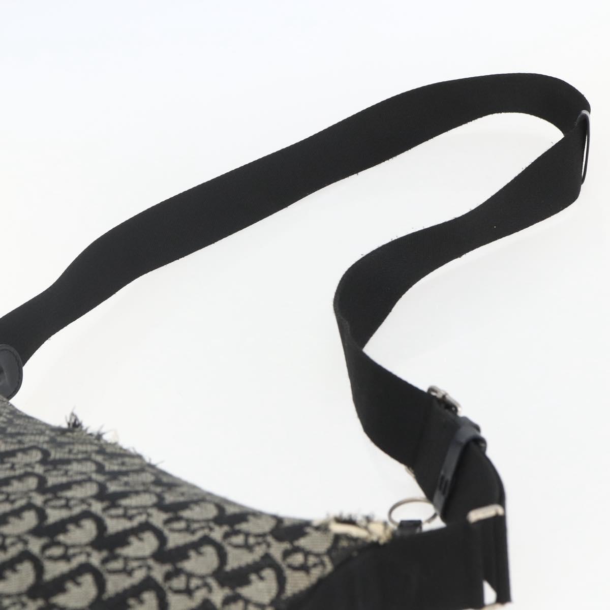 Christian Dior Trotter Canvas Shoulder Bag Black Silver Auth ti3506