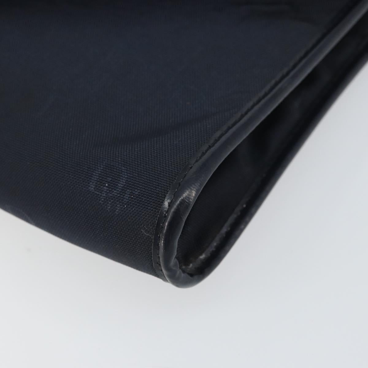 Christian Dior Chain Shoulder Bag Canvas Navy Gold Auth ti3507