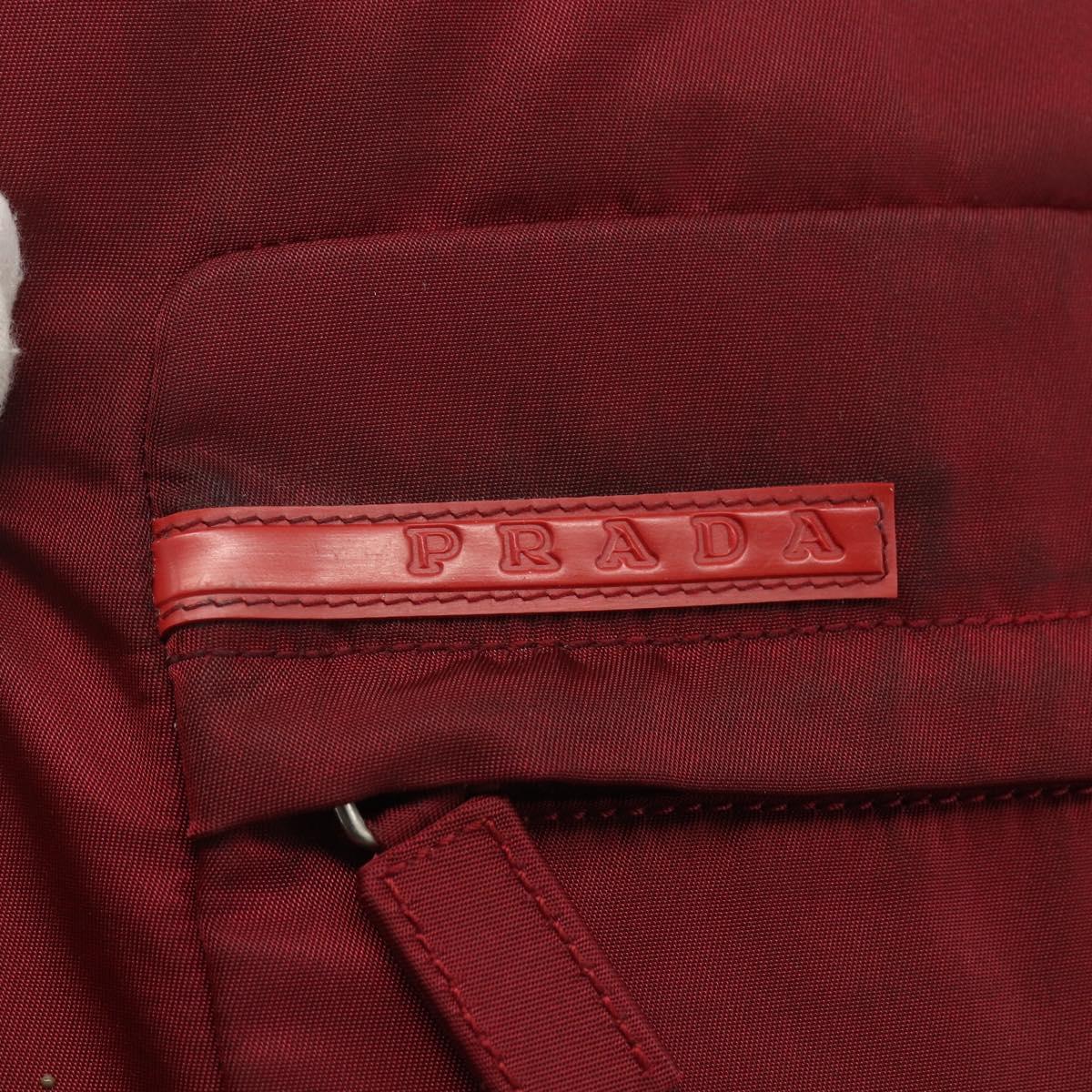 PRADA Sports Tote Bag Nylon Red Silver Auth ti3508