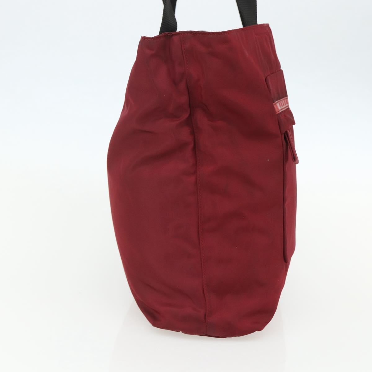 PRADA Sports Tote Bag Nylon Red Silver Auth ti3508