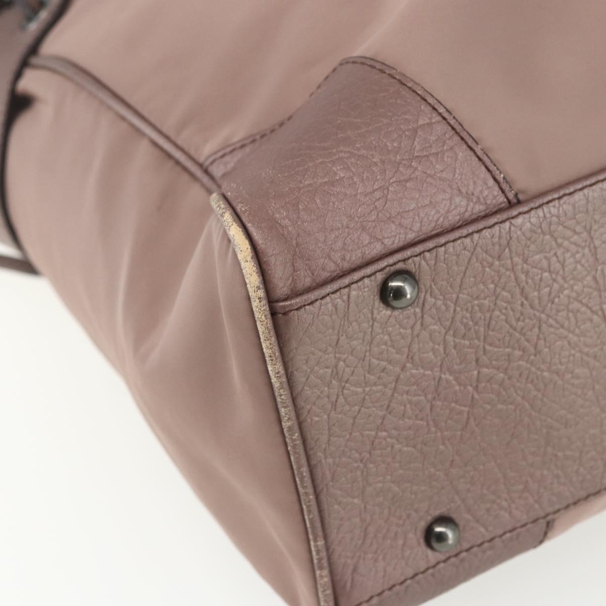 BURBERRY Shoulder Bag Nylon Pink Silver Auth ti3509