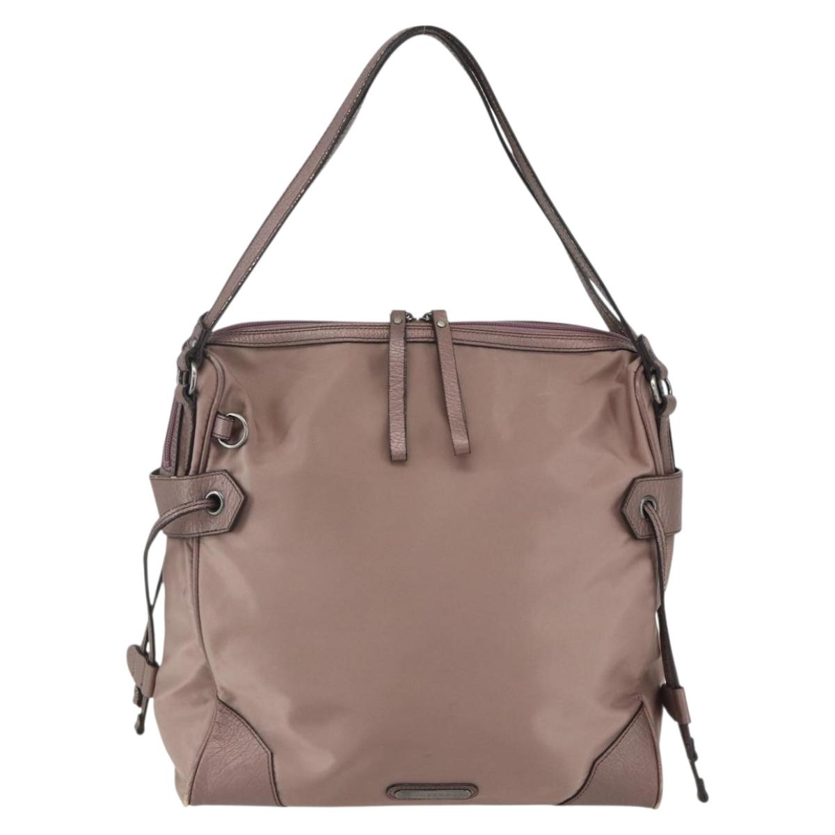 BURBERRY Shoulder Bag Nylon Pink Silver Auth ti3509