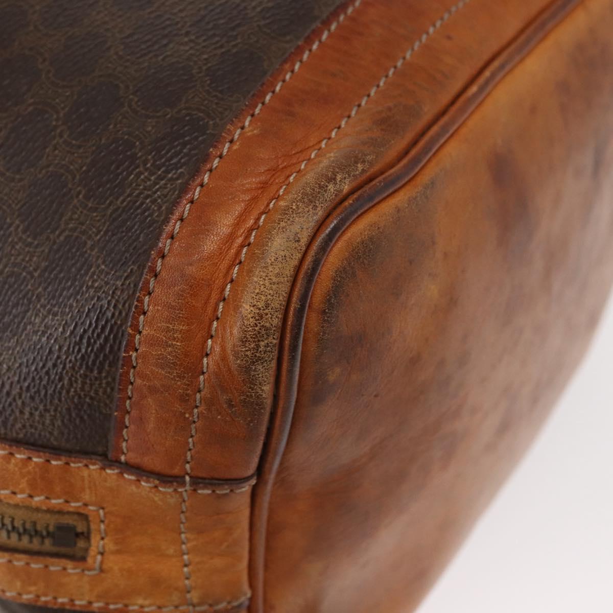 CELINE Macadam Canvas Shoulder Bag PVC Leather Brown Gold Auth ti3510