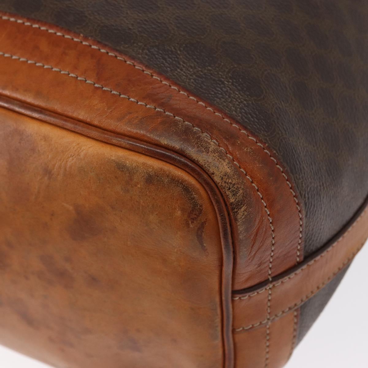 CELINE Macadam Canvas Shoulder Bag PVC Leather Brown Gold Auth ti3510