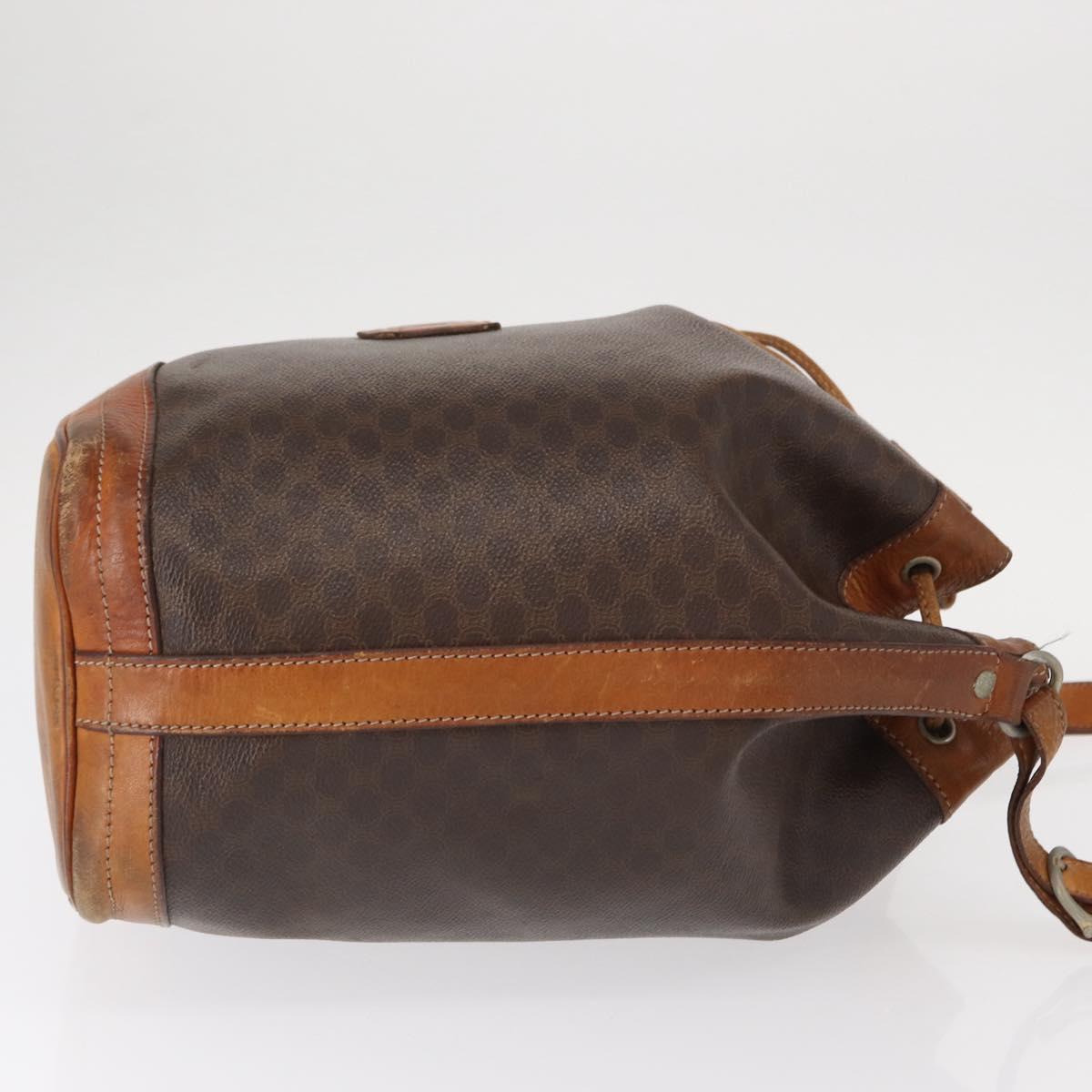 CELINE Macadam Canvas Shoulder Bag PVC Leather Brown Gold Auth ti3510