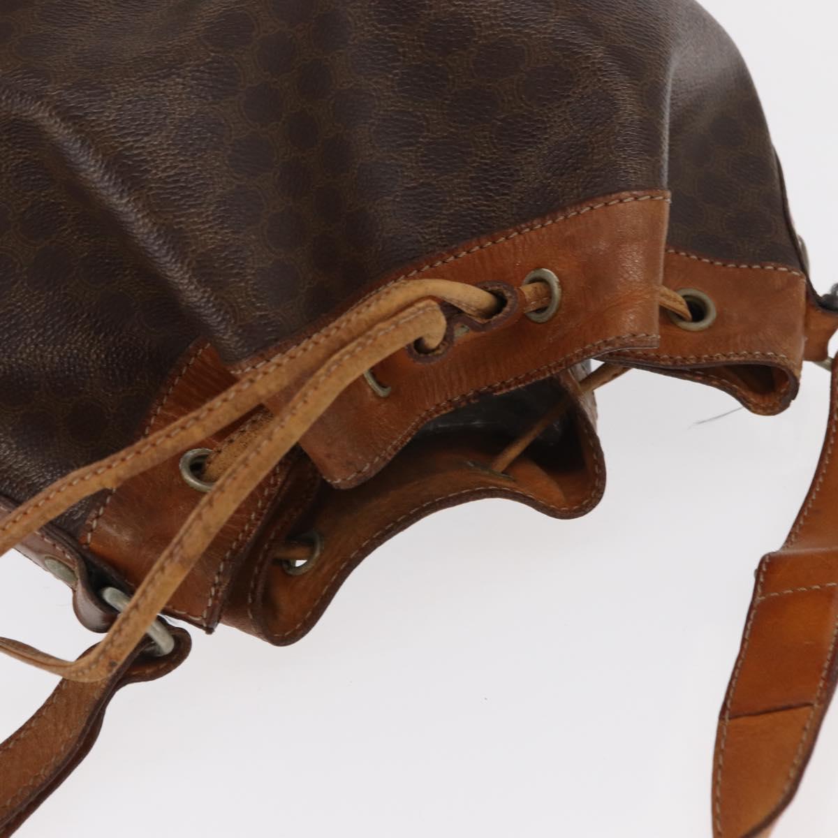 CELINE Macadam Canvas Shoulder Bag PVC Leather Brown Gold Auth ti3510