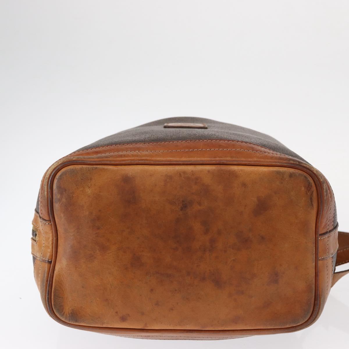 CELINE Macadam Canvas Shoulder Bag PVC Leather Brown Gold Auth ti3510