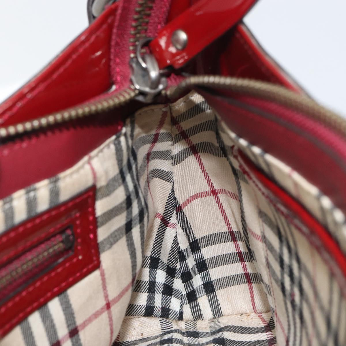 BURBERRY Shoulder Bag Patent leather Red Auth ti3511