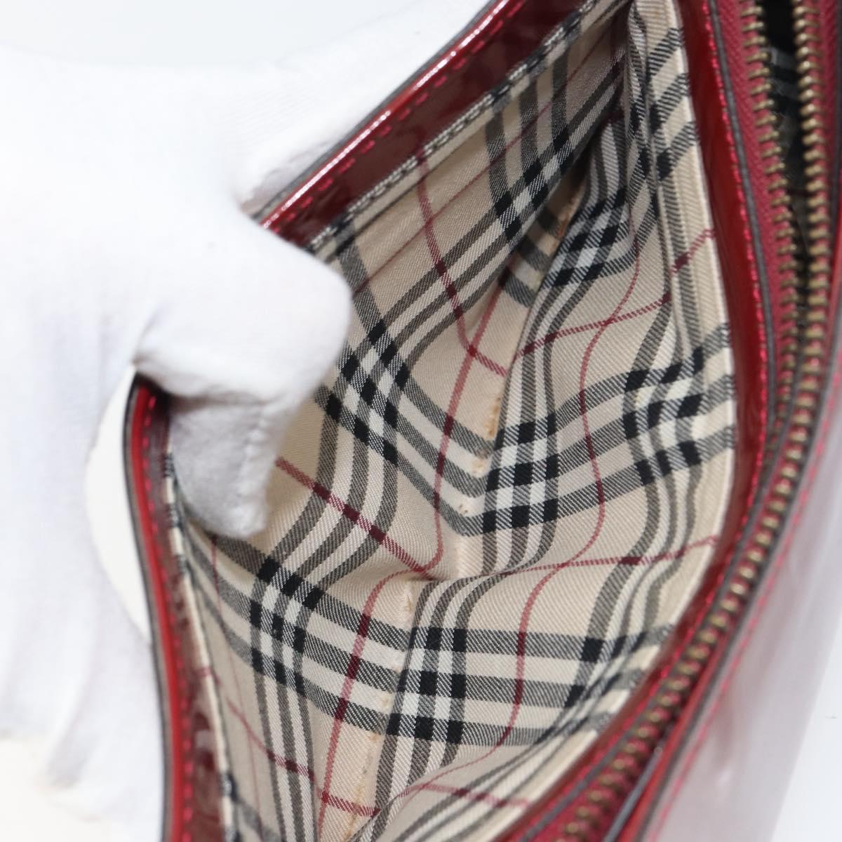 BURBERRY Shoulder Bag Patent leather Red Auth ti3511