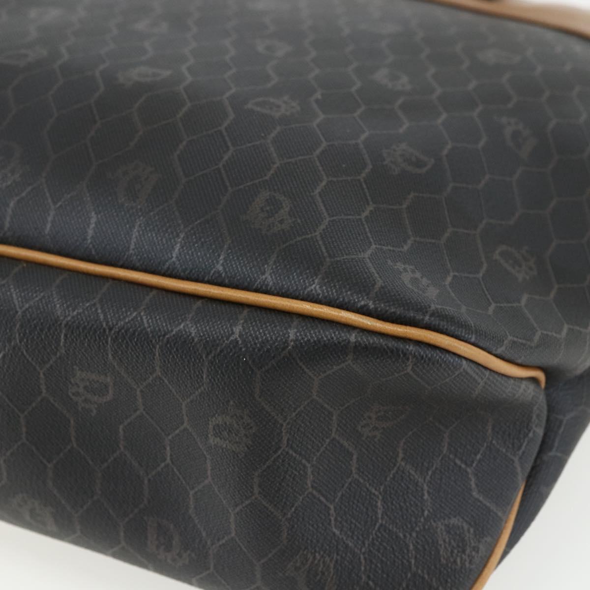 Christian Dior Honeycomb Canvas Tote Bag PVC Black Brown gold Auth ti3512