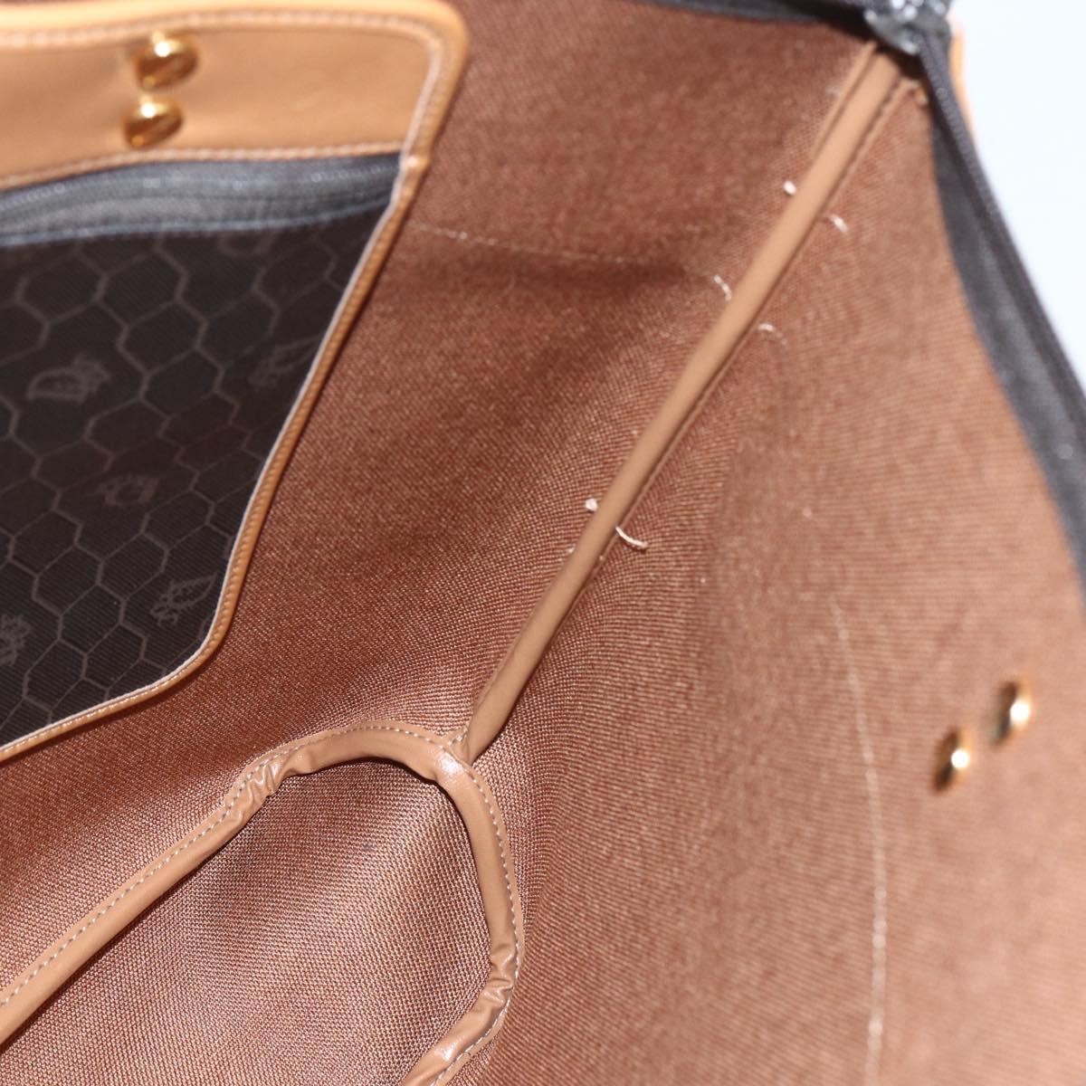 Christian Dior Honeycomb Canvas Tote Bag PVC Black Brown gold Auth ti3512