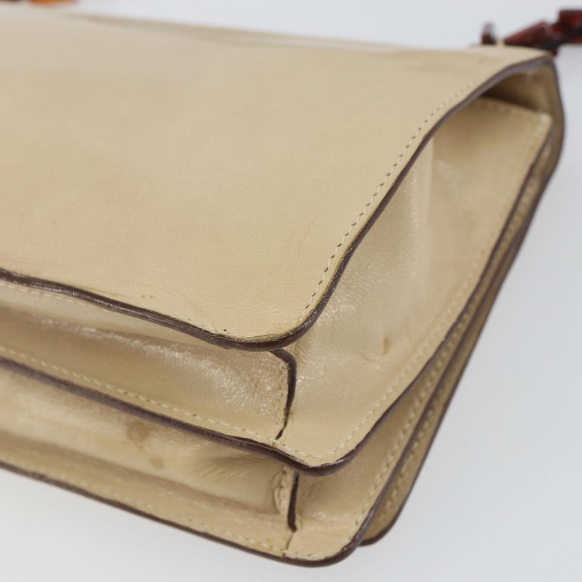 PRADA Chain Shoulder Bag Leather plastic Beige Auth ti3513