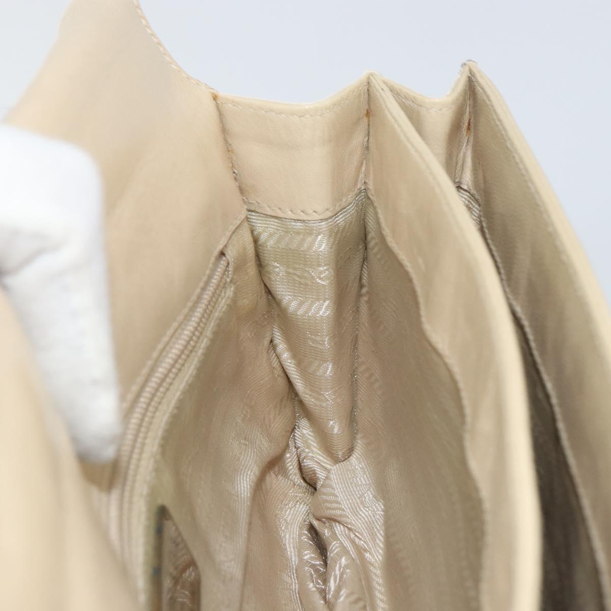 PRADA Chain Shoulder Bag Leather plastic Beige Auth ti3513
