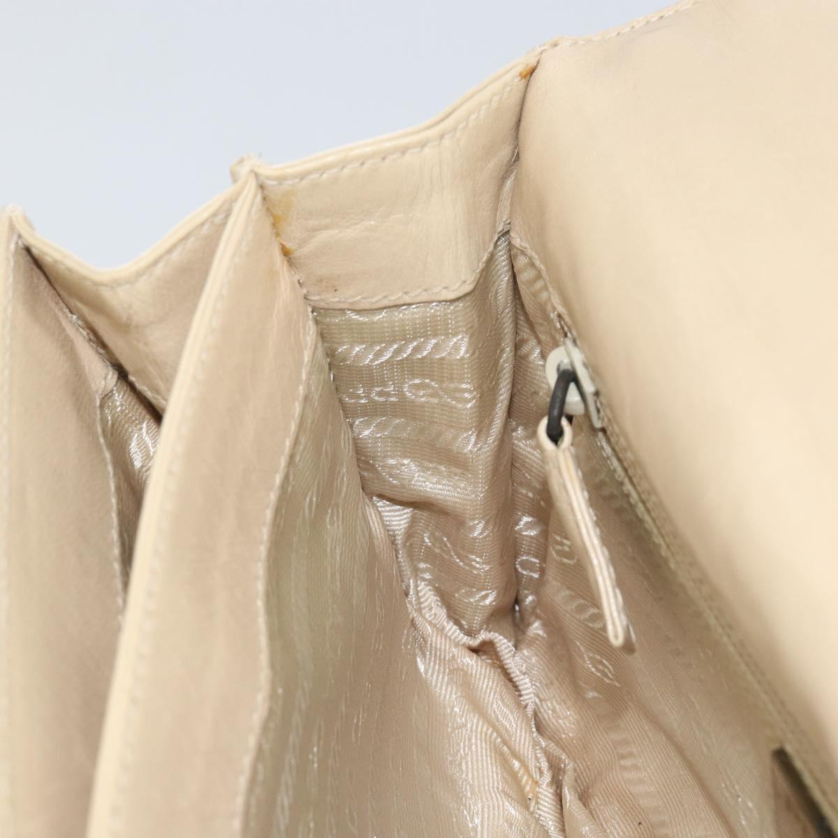 PRADA Chain Shoulder Bag Leather plastic Beige Auth ti3513