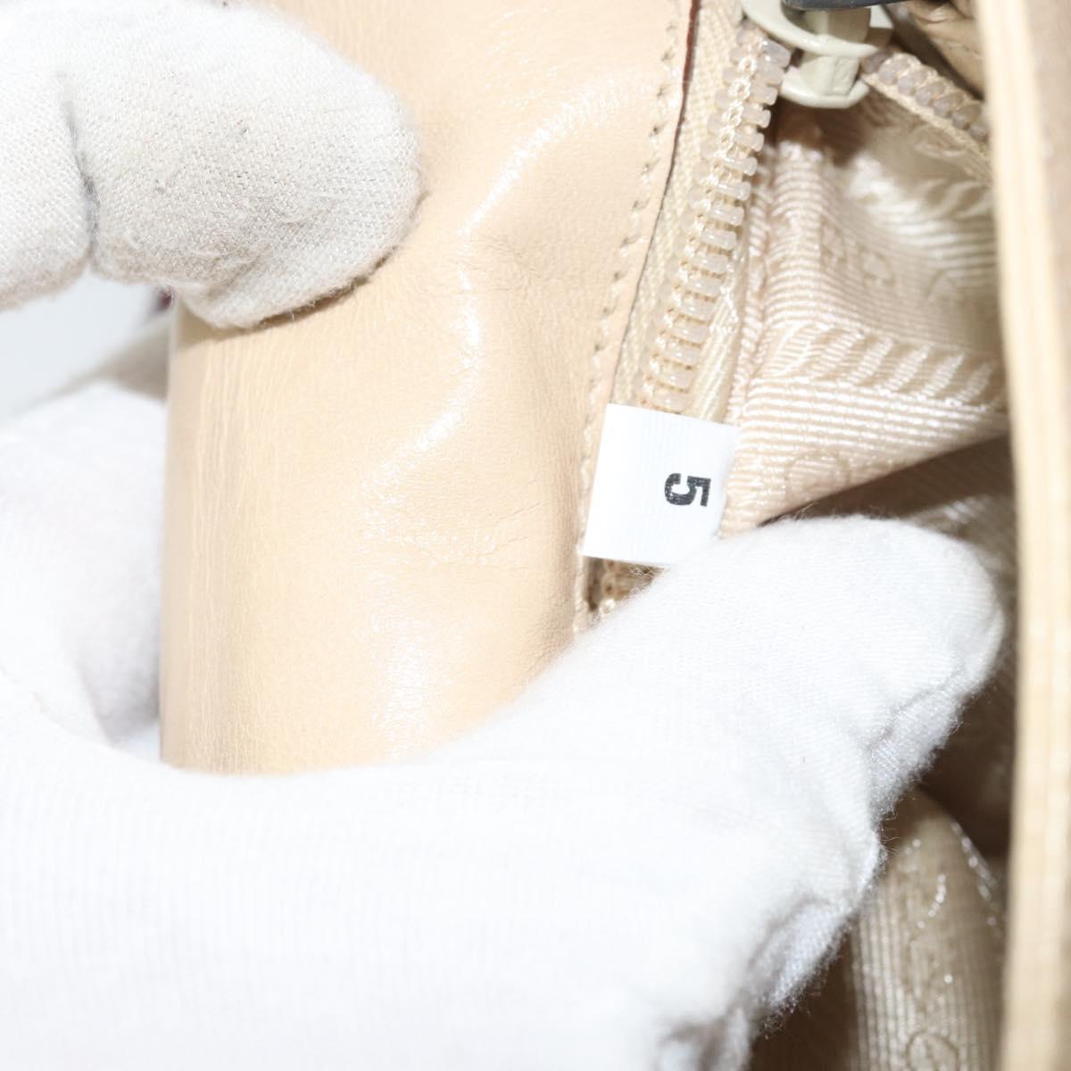 PRADA Chain Shoulder Bag Leather plastic Beige Auth ti3513