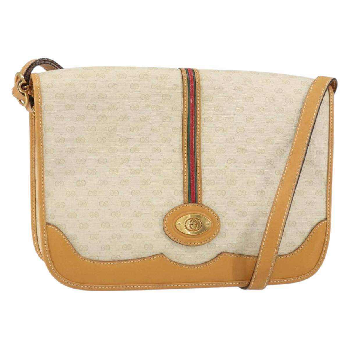 GUCCI Micro GG Supreme Web Sherry Line Bag PVC Beige 001 066 0551 Auth ti3514