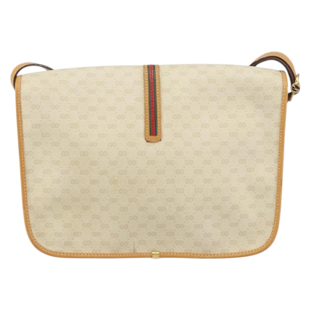 GUCCI Micro GG Supreme Web Sherry Line Bag PVC Beige 001 066 0551 Auth ti3514
