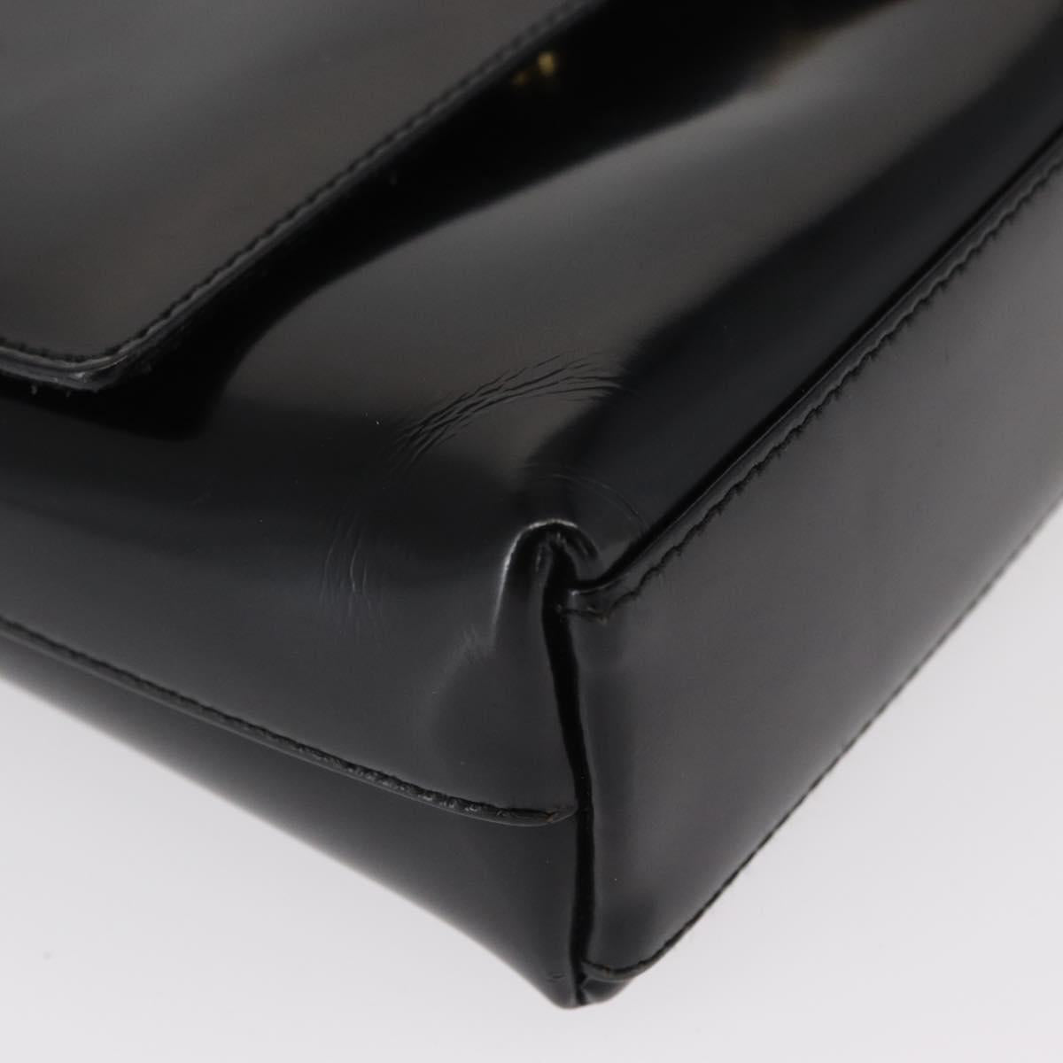 GUCCI Shoulder Bag Patent leather Black Gold 007 3444 0282 Auth ti3515